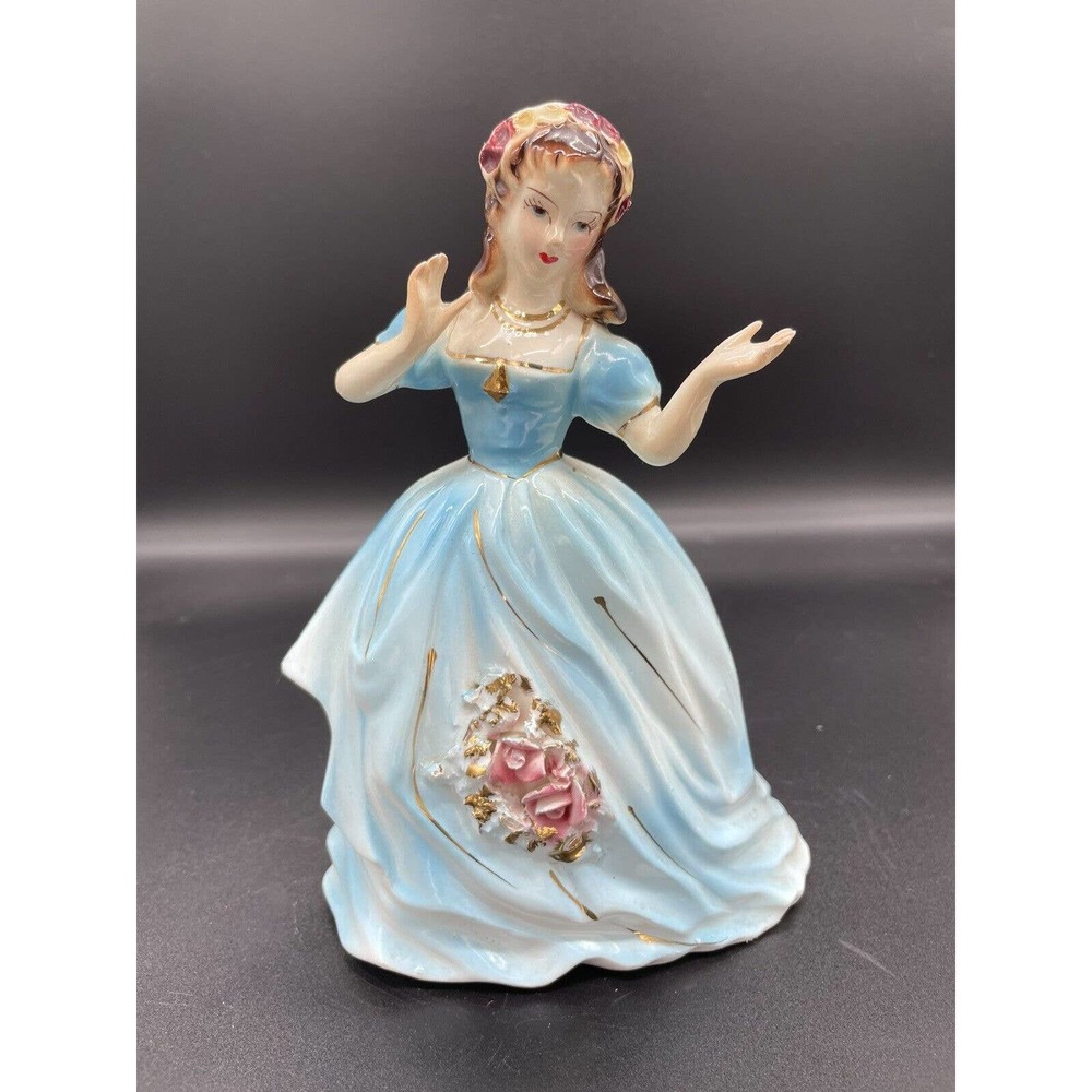 Vintage Enterprise Exclusives Girl Lady Figurine w/ Blue Dress Japan Toronto CA